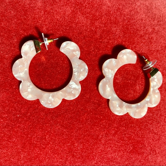 Urban Outfitters Jewelry - Acrylic Pink Flower Hoop Earrings